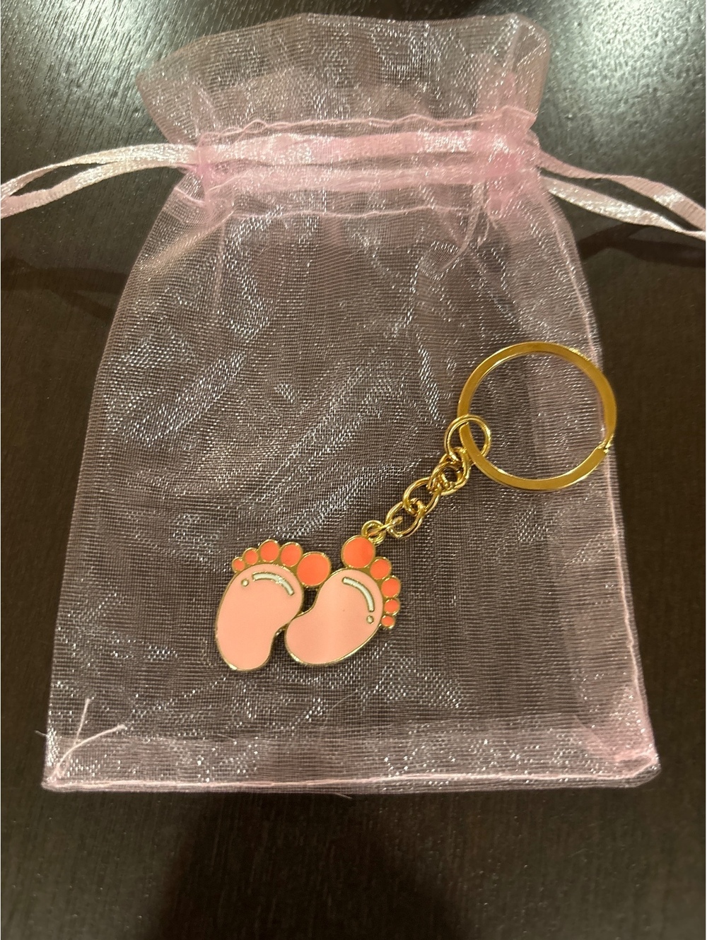 Baby girl, tiny pink feet keychain